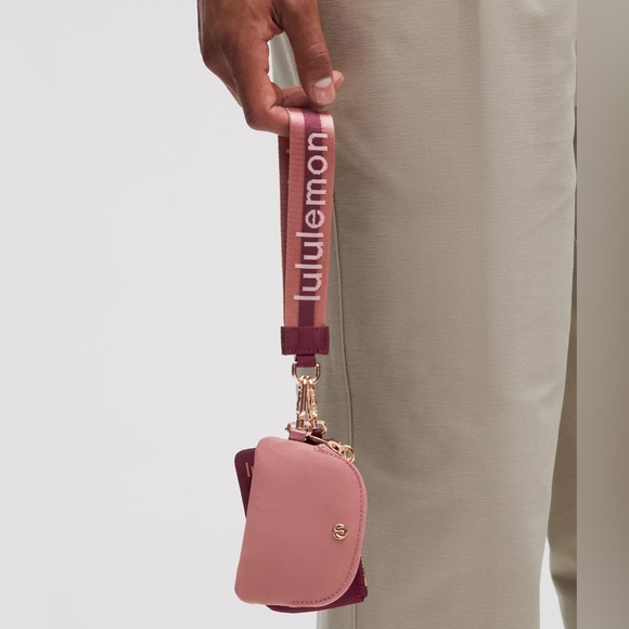 lululemon athletica Other - Lululemon Dual Pouch Wristlet Wordmark- Garnet/Spiced Chai/Flush Pink